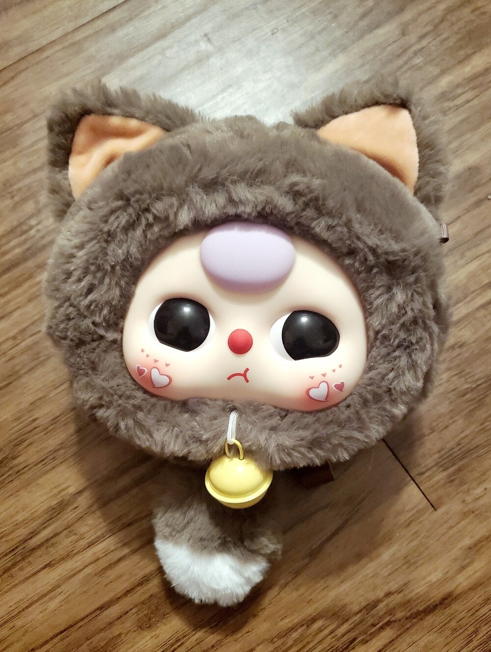Baby Three Fortune Cat Zipper Bag - Tabby Cat